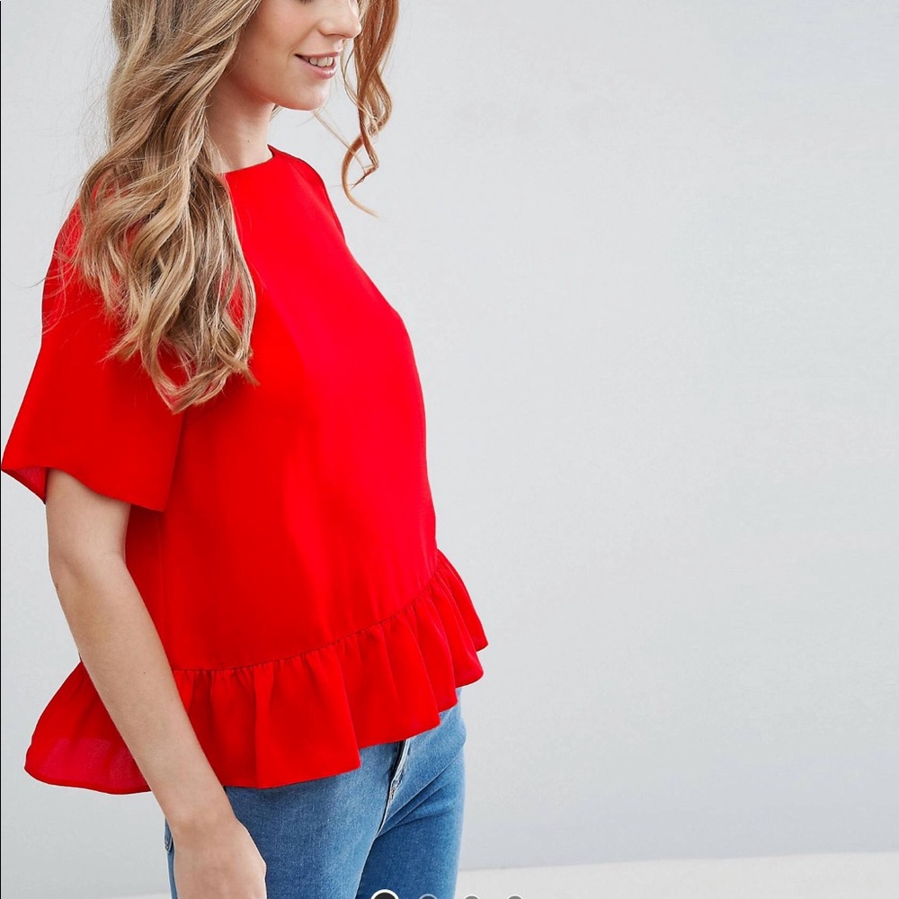 ASOS ruffled bottom blouse